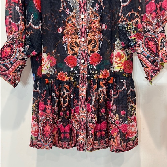 kelly obi Dresses & Skirts - Floral Paisley Mini Dress - Black & Pink